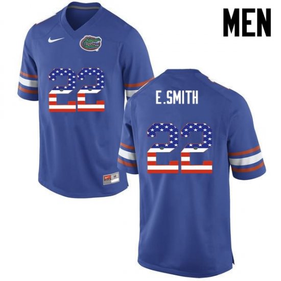 Men's Florida Gators #22 Emmitt Smith NCAA Nike Blue USA Flag Fashion Authentic Stitched College Football Jersey EVO2862KC